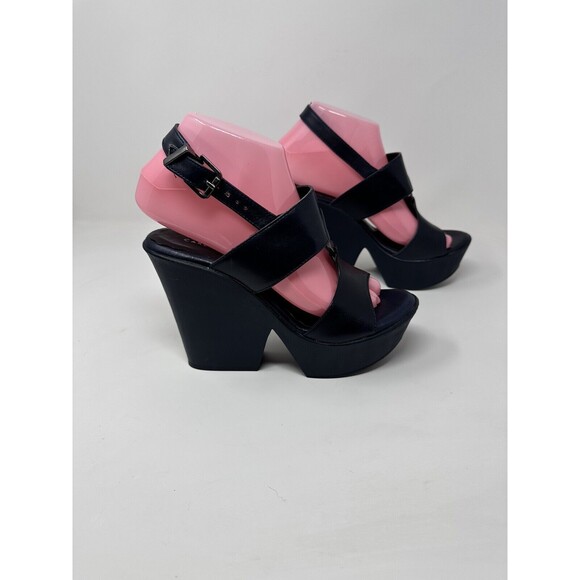 Carlo Rossetti Platform Pump Open Toe Black  Leather Women’s Shoe Size USA 6.5 - Picture 3 of 11